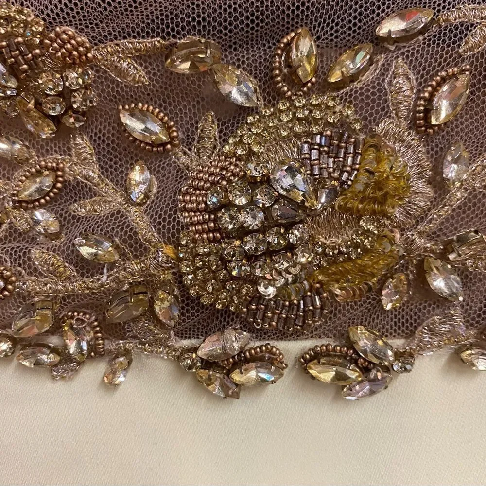 Marchesa Notte Yellow cape dress midi Gold Embellishments tulle evening $1700 4